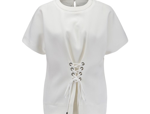 Short Sleeved Top With Waistband Drawstring Design