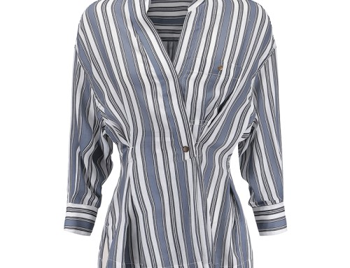 Waist Tightening And Slimming Striped Shirt