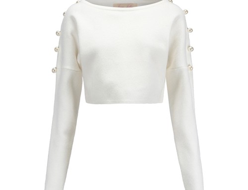 Pearl Round Neck Short Sweater